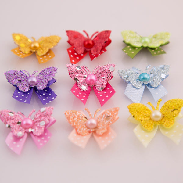 Pet Grooming Bows - Glitter Butterfly - Detail