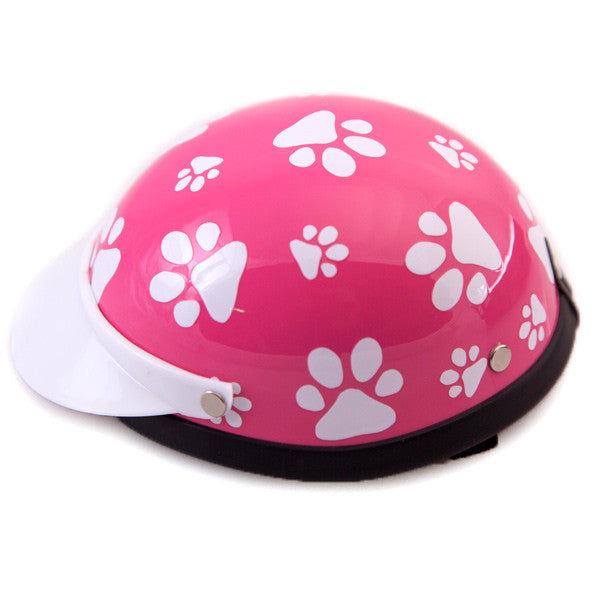 Dog Helmet - Pink Paws - Side View