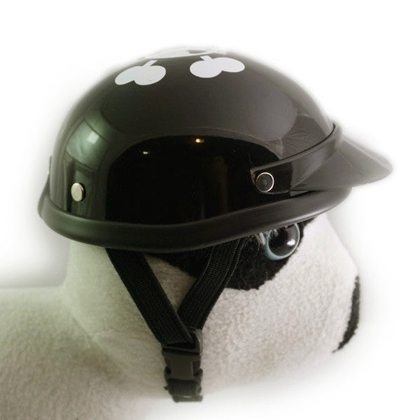 Dog Helmet - Black - Cutie Skull - Strap