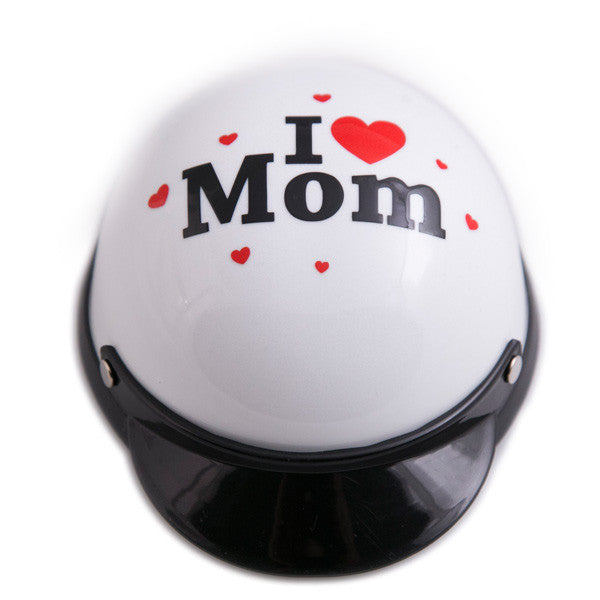 Dog Helmet - I Love Mom - White - Front