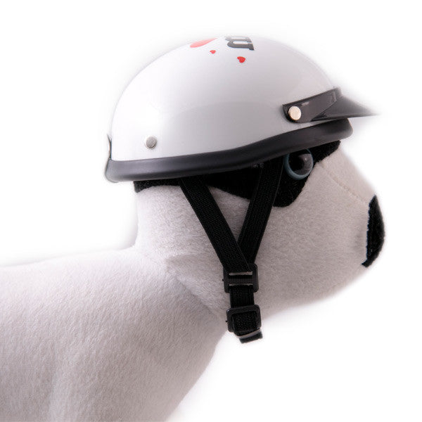 Dog Helmet - I Love Mom - White - Strap