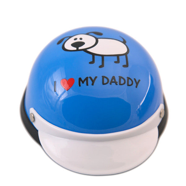 Dog Helmet - I Love My Daddy - Blue - Front View