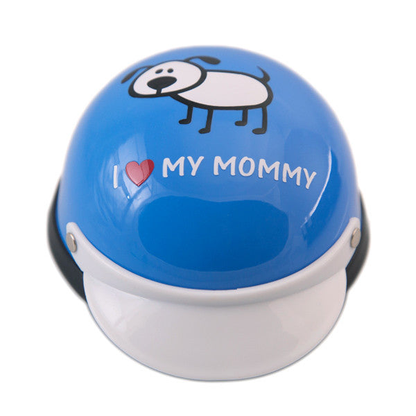 Dog Helmet - I Love My Mommy - Blue - Front