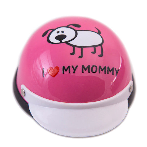 Dog Helmet - I Love My Mommy - Pink - Front